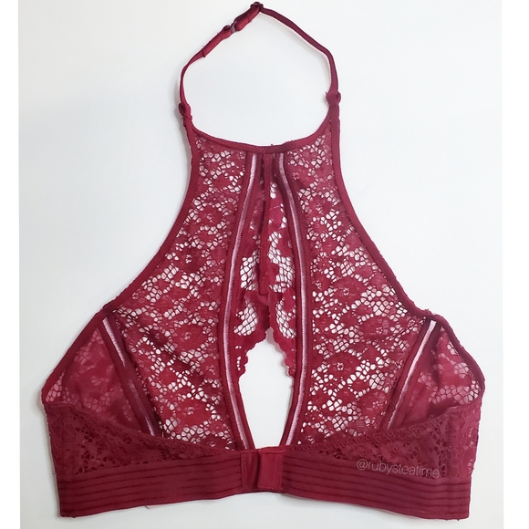 VICTORIA'S SECRET Very Sexy Floral Lace Halter Bralette -Red, Small,New with Tag - Picture 4 of 8